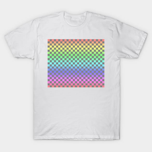 Gray Checkered Rainbow Ombre Pattern T-Shirt by saradaboru